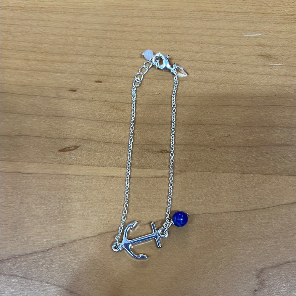 BOGO FREE • Silver Anchor Bracelet with Blue Charm